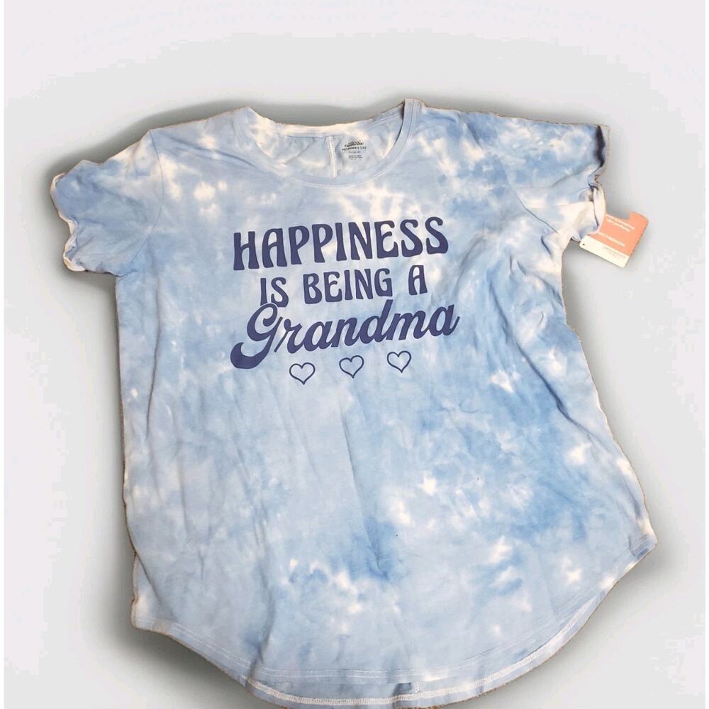 Celebrate Mother’s Day Tie-Dye T-Shirt XL Blue – “Happiness Is Being a Grandma”